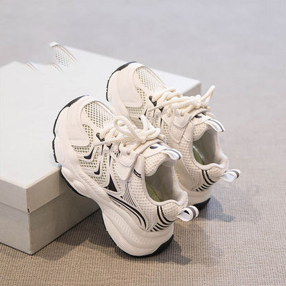 Sneakers Bambino Bianche con Rete Traspirante