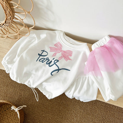 Tuta “Paris” per Bambina con Gonna in Tulle   2 Pezzi Eleganti