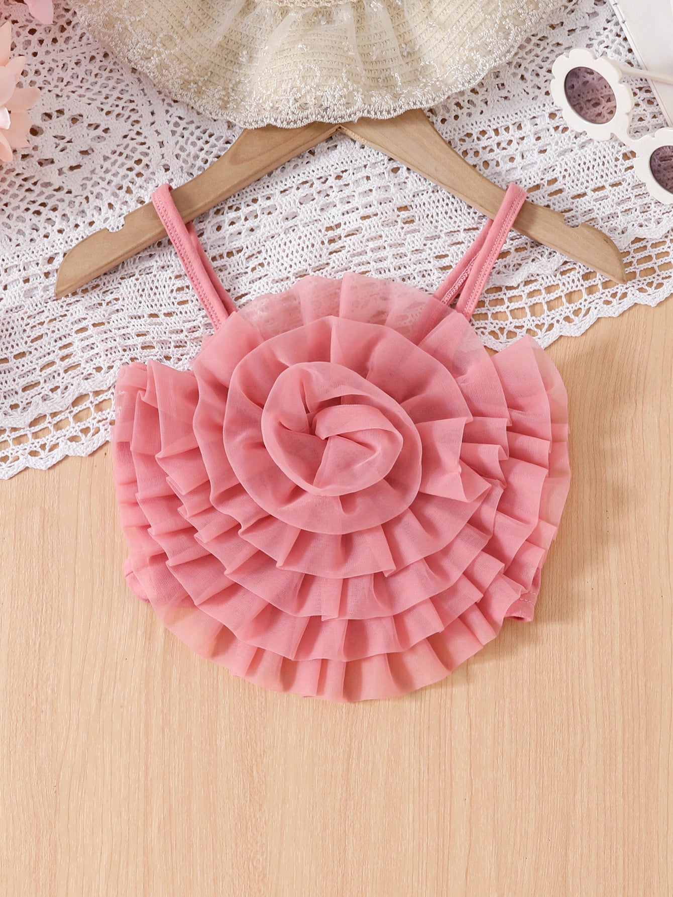 Top Bimba Estivo in Tulle    con Balze a Fiore
