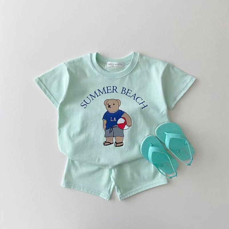 Completo Estivo Bambino “Summer Beach Bear”  T-Shirt + Shorts