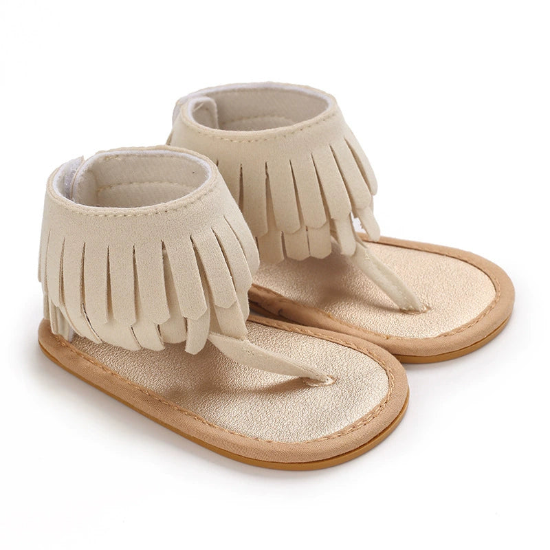 Sandali Neonata/Neonato con Frange – Morbidi, Antiscivolo, Estivi