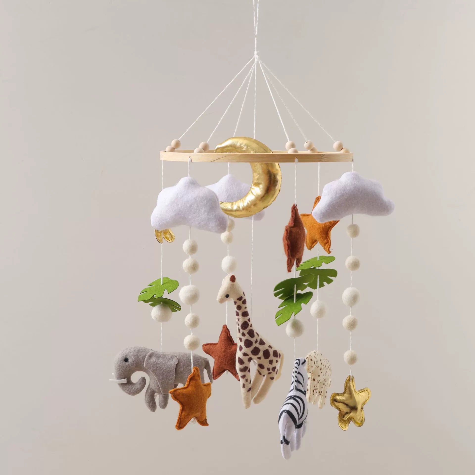 Giostrina Safari in Feltro con Animali della Savana e Luna Dorata