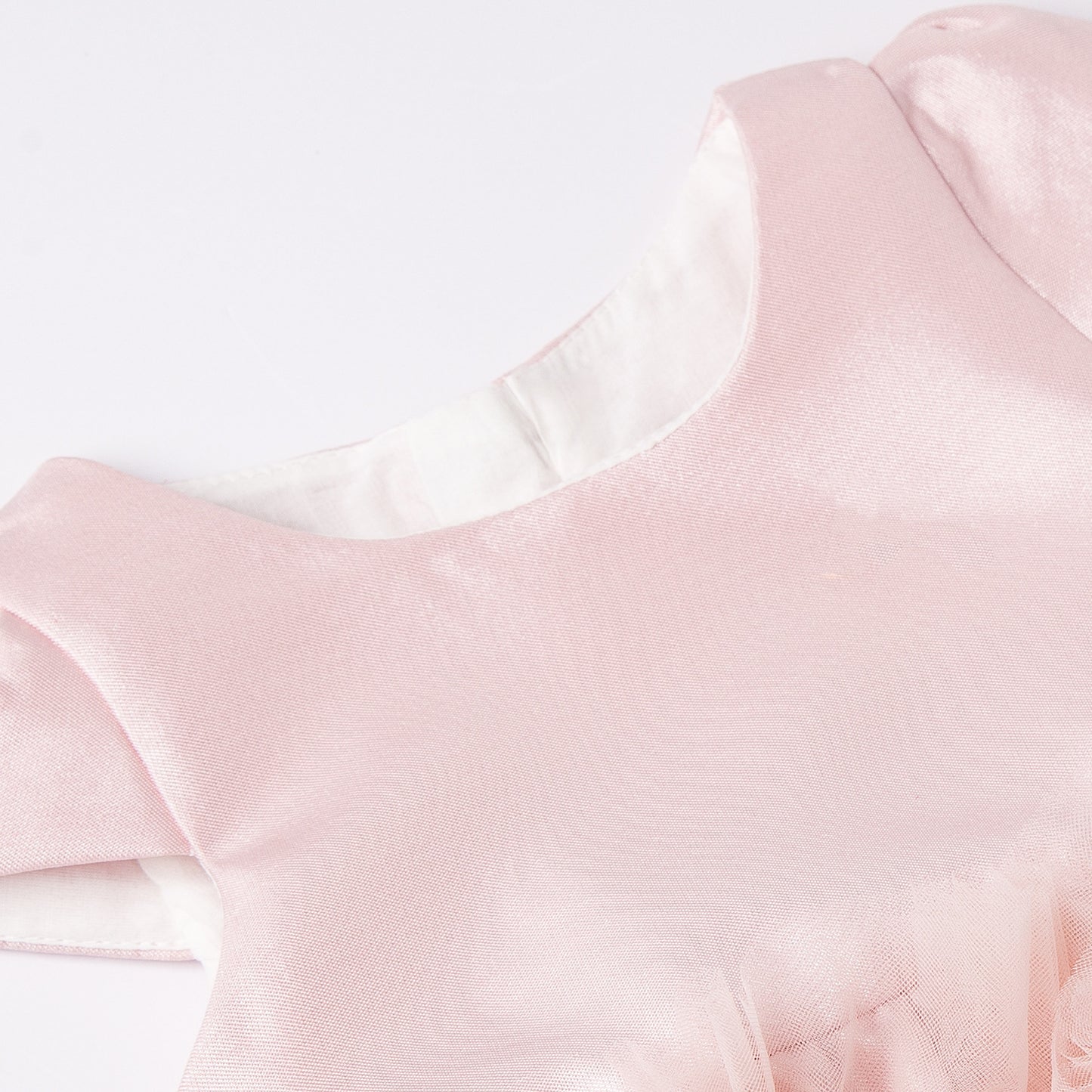 Abito Cerimonia Bambina Rosa   Gonna Voluminosa in Tulle e Fiocco Satinato