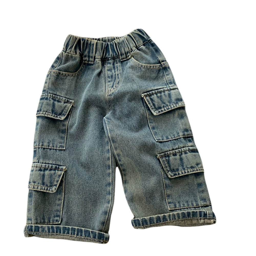 Pantaloni Cargo in Denim per Bambino