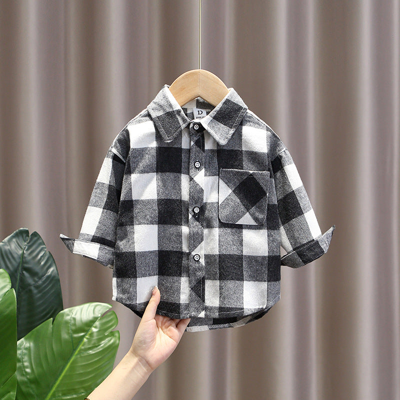 Camicia a quadri nera per bambino – Stile casual in flanella leggera