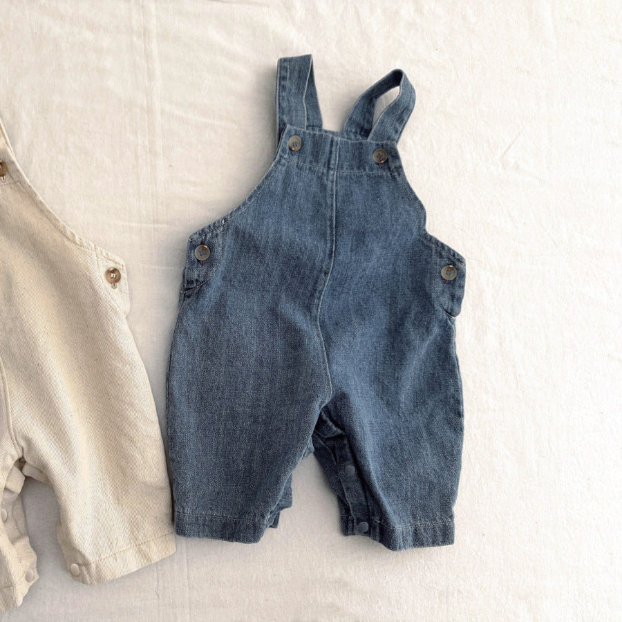 Salopette in cotone/jeans – Bambino/a (Beige & Denim)