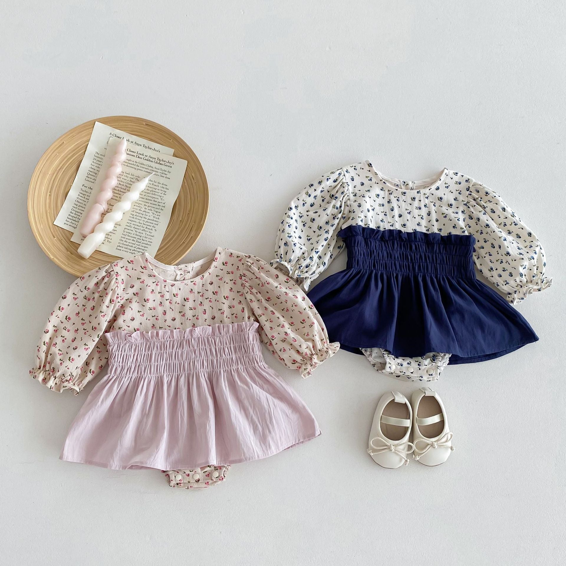 Body Vestitino a Fiori con Gonna Smock – Look Romantico per le Piccole Principesse