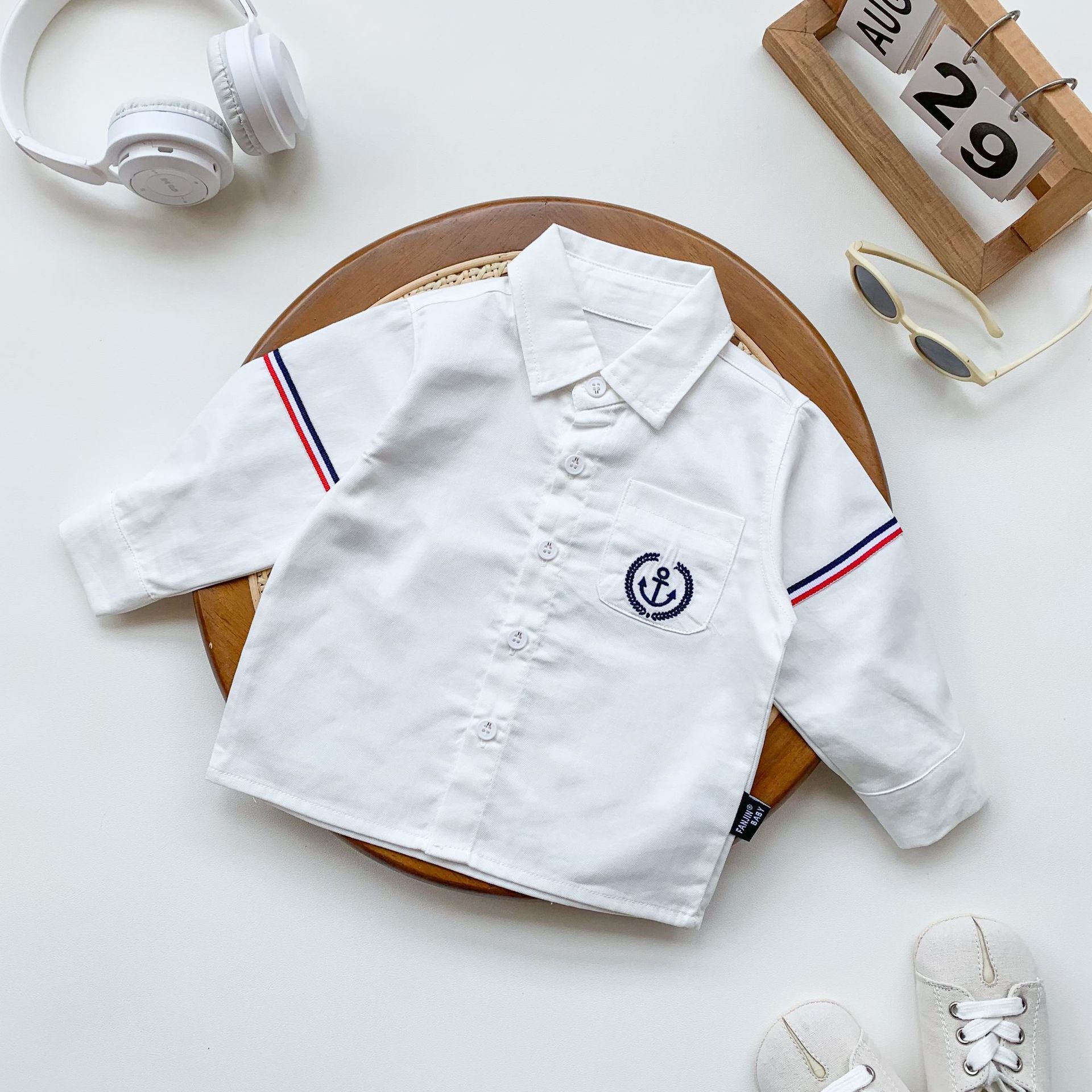 Camicia Bianca  Navy per Bimbo