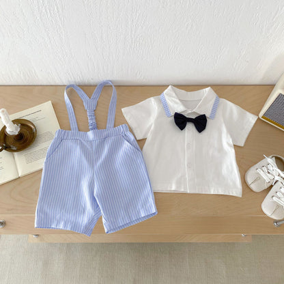 Completo estivo Elegante Bambino salopette e camicia