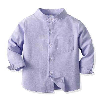 Camicia coreana bambino in cotone maniche lunghe