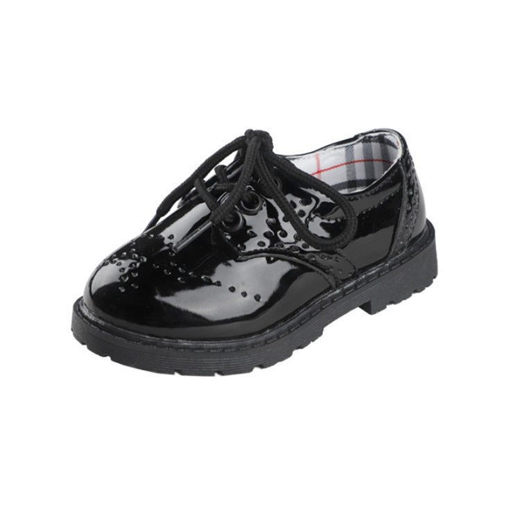 Scarpe Oxford Verniciate per Bambino con Dettagli Brogue