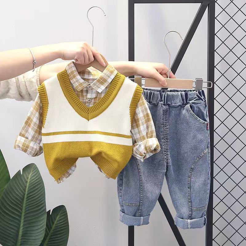 Completo Bambino Stile Casual Chic - Gilet, Camicia e Jeans