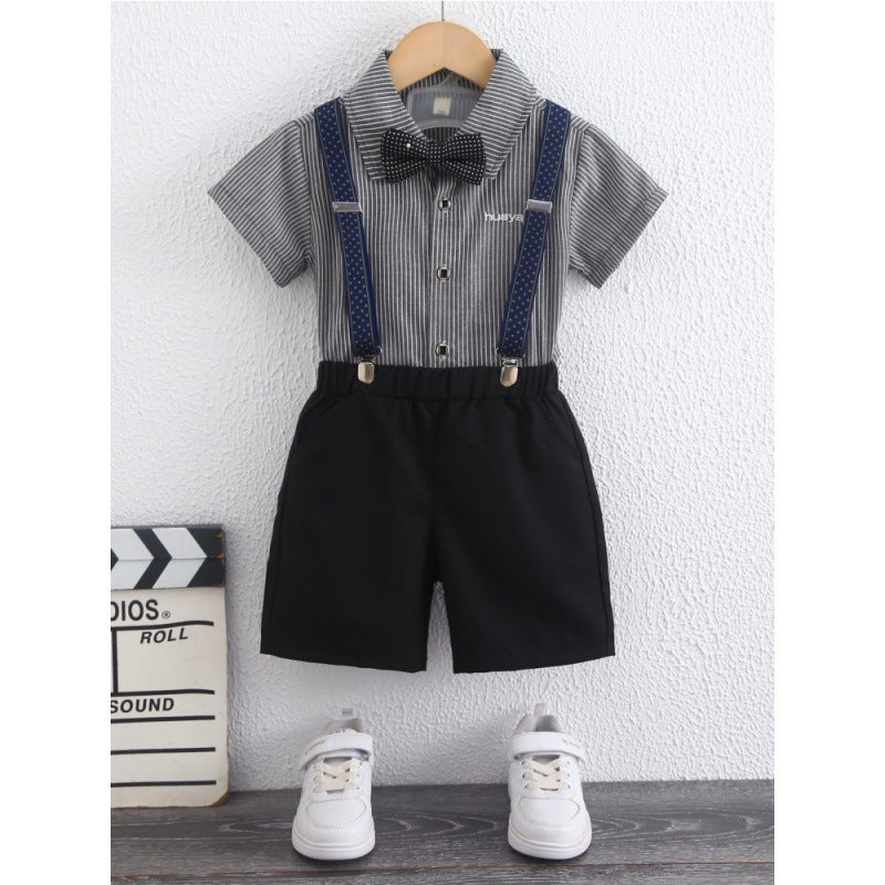 Completo Bimbo Elegante 3 Pezzi con Papillon e Bretelle