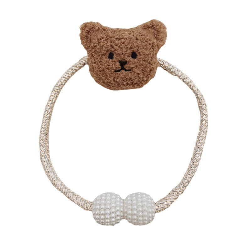 Ferma Tende Orsetto in Peluche con Cordoncino e Perle Decorative