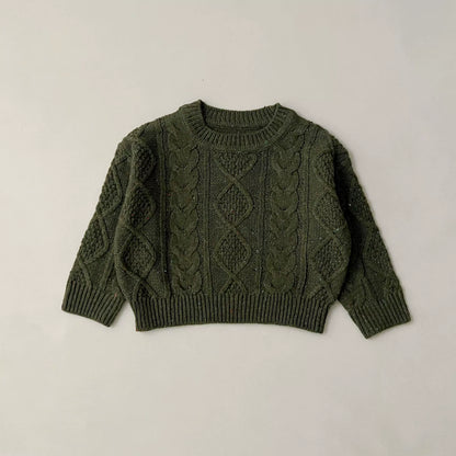 Completo Bimba Maglia + Pantaloni in Lana – Maniche Trecce