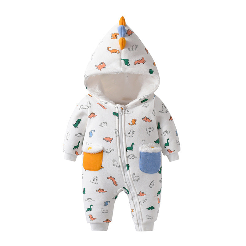 Tuta Invernale Neonato/ Bimbo con Cappuccio Dinosauro