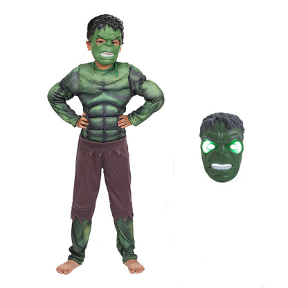 Costume da Supereroe Muscoloso per Bambini - Verde con Maschera Luminosa