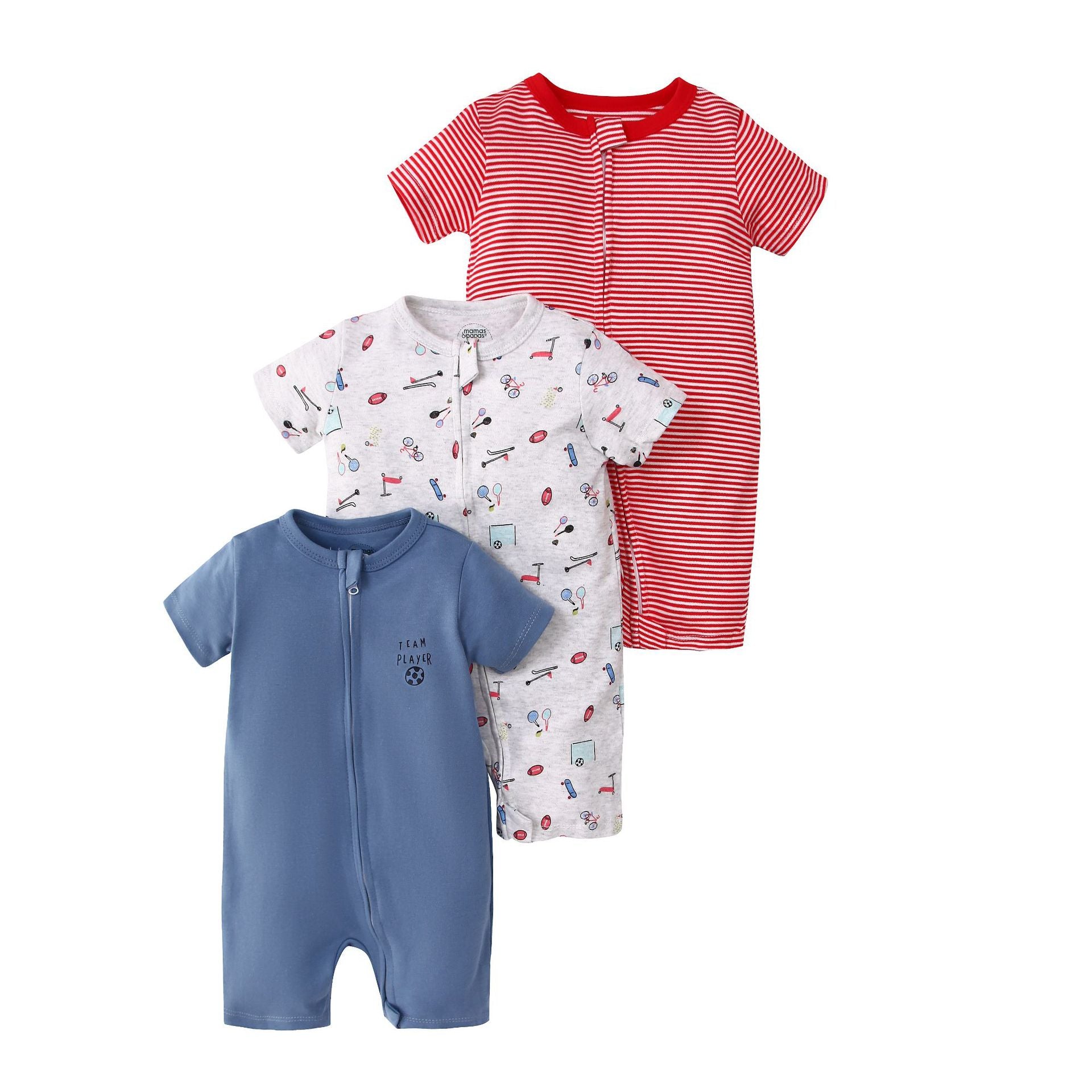 Set 3 Pagliaccetti Estivi Neonato “Team Player” – Sportive e Comode con Zip