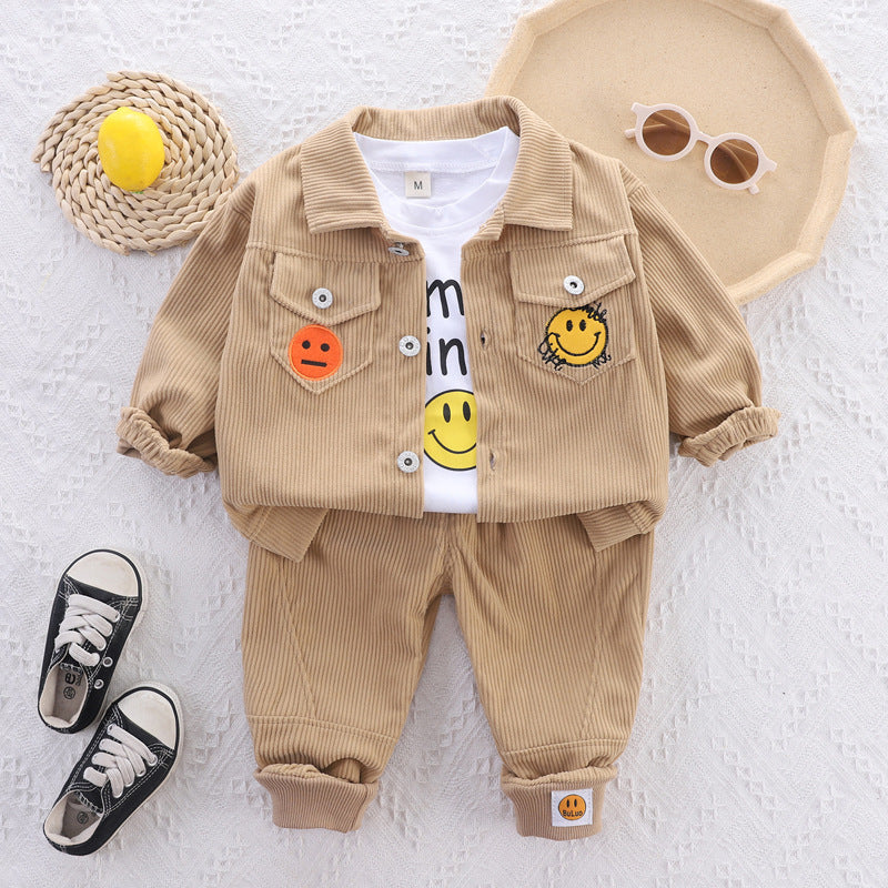 Completo bambino in velluto a coste con giacca, pantaloni e t-shirt - Stile Smile