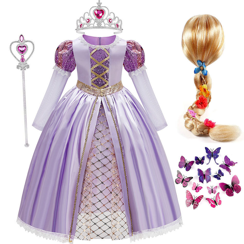 Costume da Principessa con Accessori - Stile Rapunzel