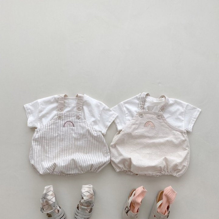 Salopette Estiva Neonato/ Bimbo  Arcobaleno – 2 Pezzi
