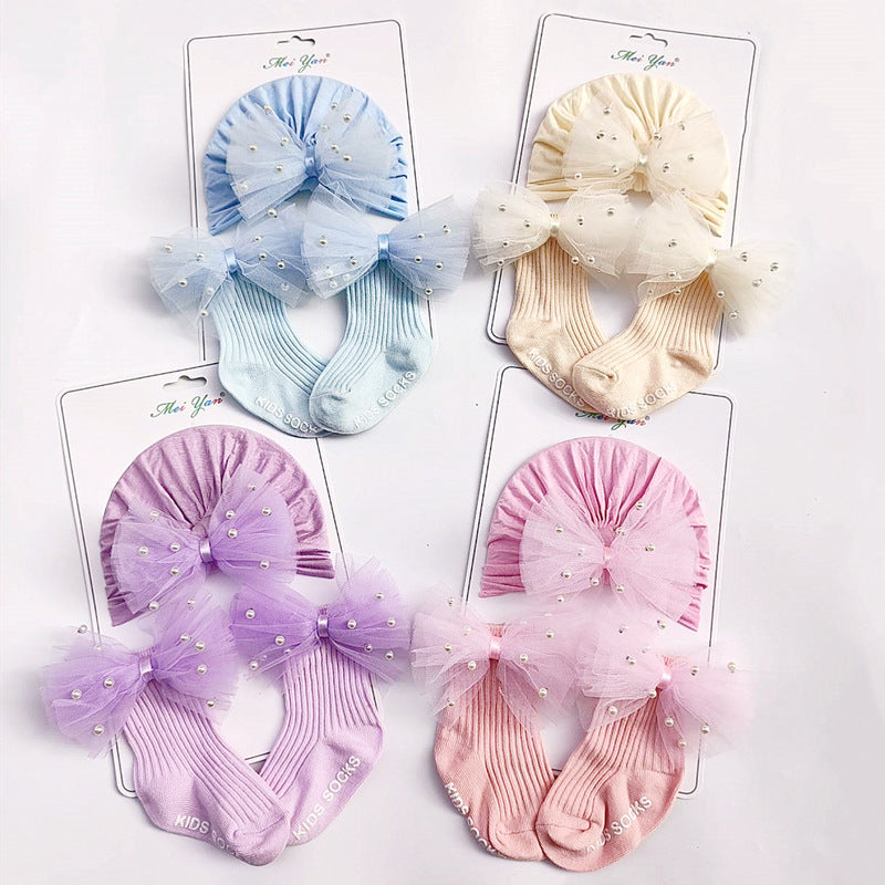 Set Fascia Turbante e Calzini con Fiocchi