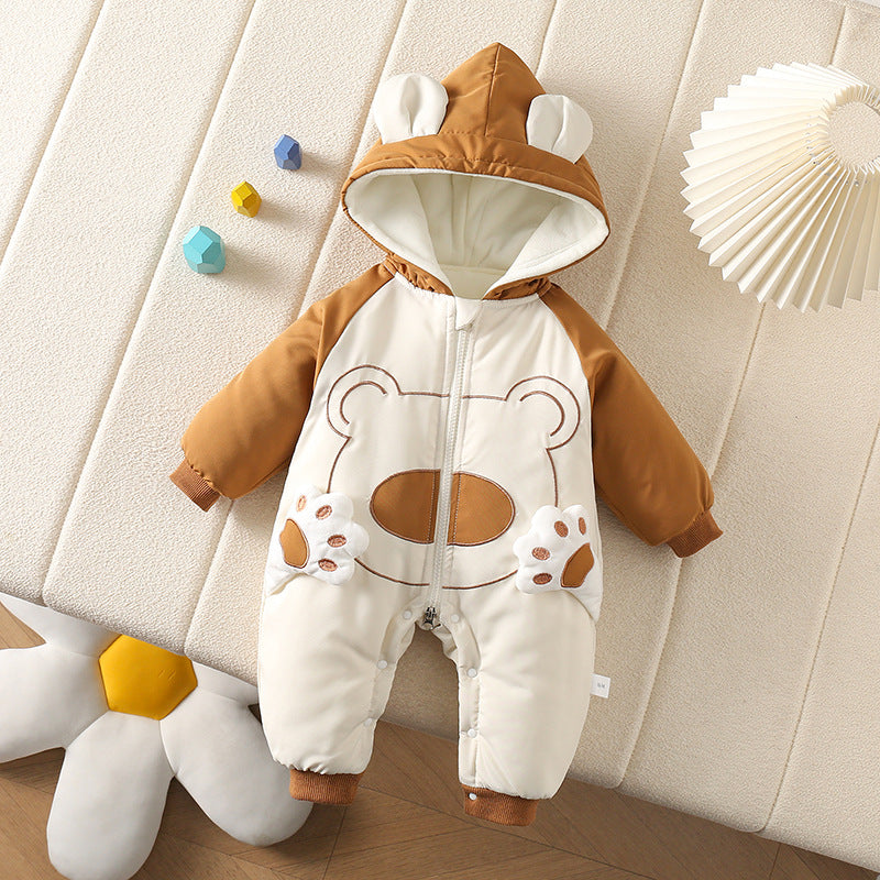 Tutina Invernale Neonato “Bear Paw” – Calda, Imbottita e con Cappuccio
