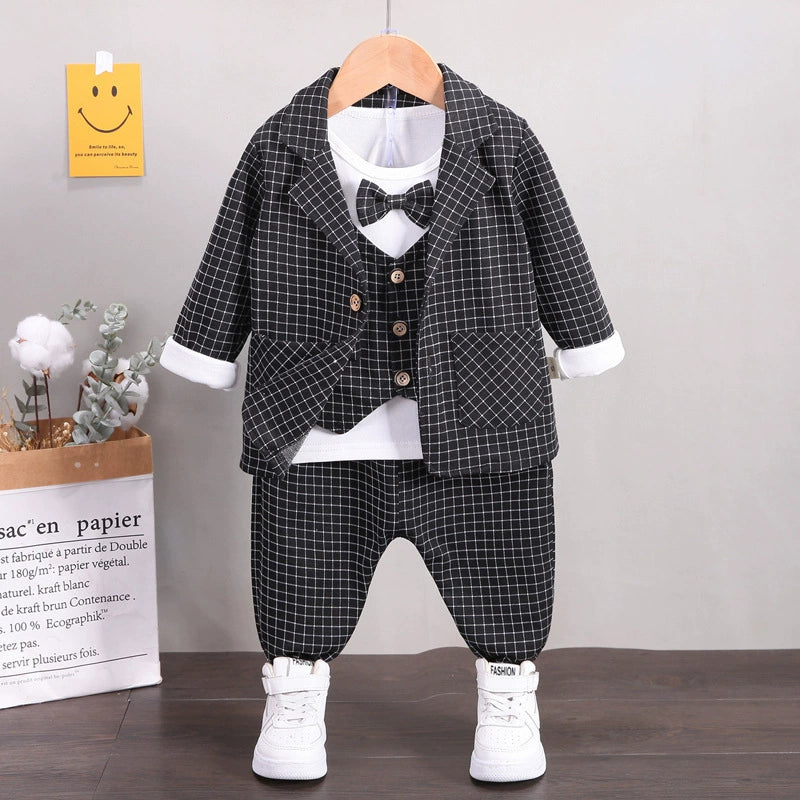 Set Bimbo elegante quadretti – Blu / Grigio / Nero Autunno Inverno