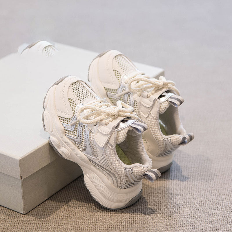 Sneakers Bambino Bianche con Rete Traspirante