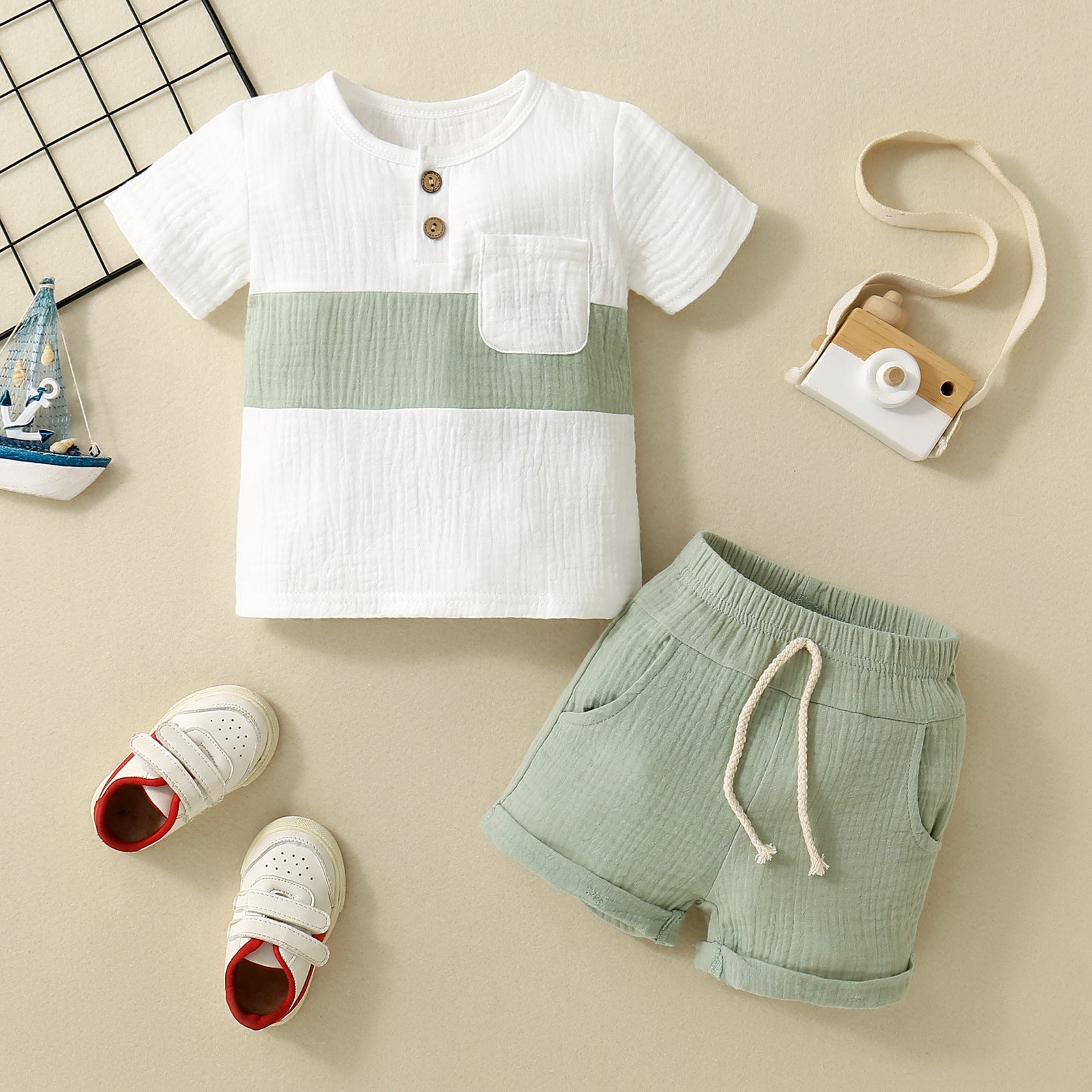 Completo Estivo Bambino in Cotone Garzato – Maglietta e Shorts Coordinati