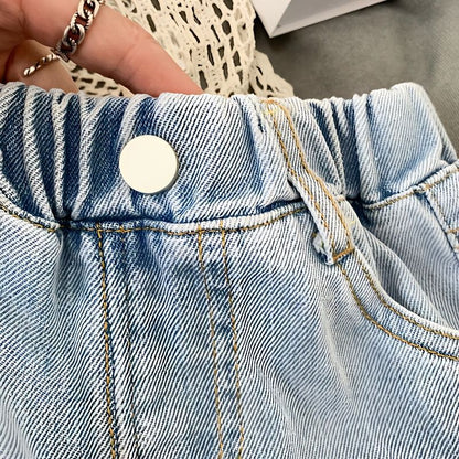 Bermuda in Denim Chiaro Bambino – Effetto Strappato