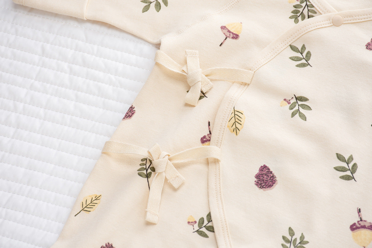Coordinato Set Neonata/ Bimba  3 pezzi – Fantasia botanica beige