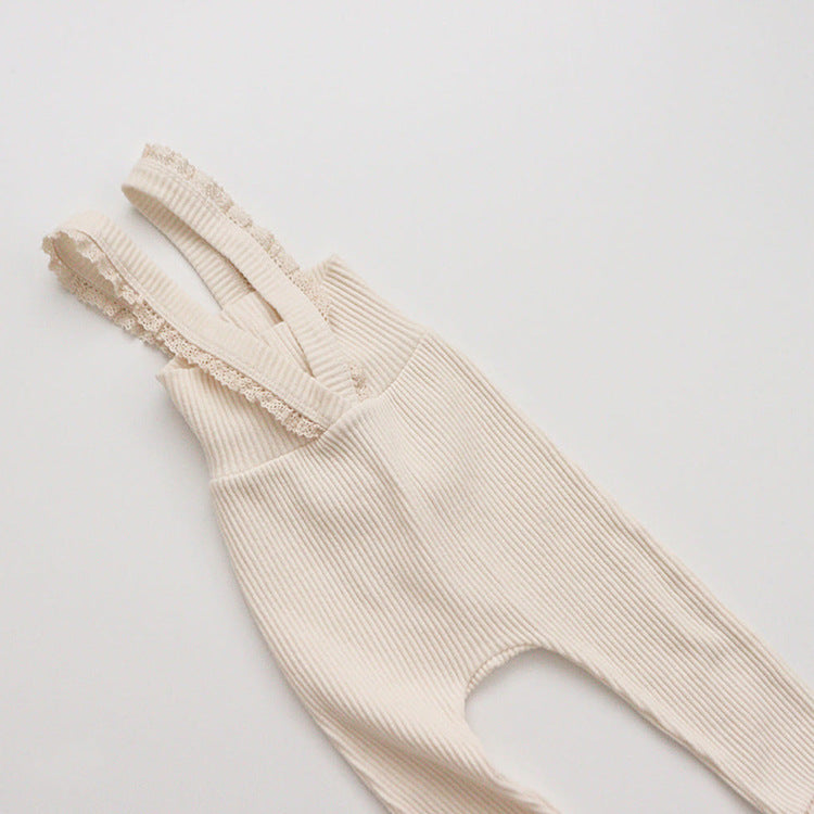 Salopette Neonato a Costine con Bretelle Volant