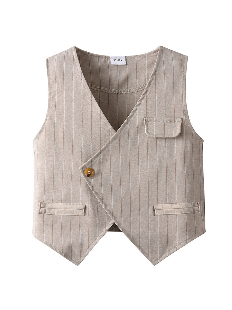 Completo Elegante Estivo Bambino 3 Pezzi – Gilet + Camicia + Shorts con Papillon