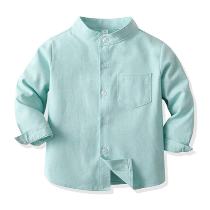 Camicia coreana bambino in cotone maniche lunghe