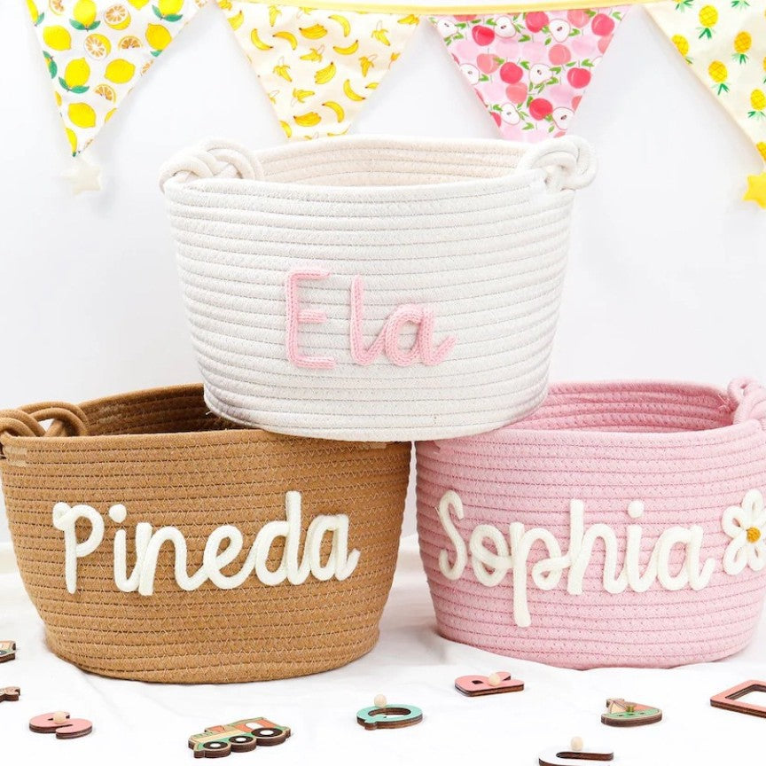 Cestino portaoggetti in corda personalizzato con nome