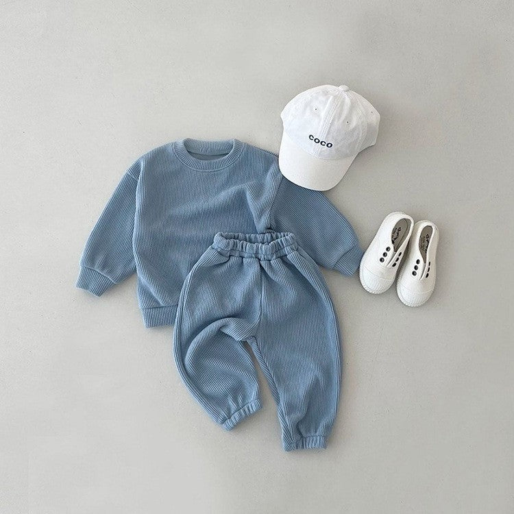 Set Completo Bambino in Cotone a Costine – Maglia + Pantaloni, Colori Pastello