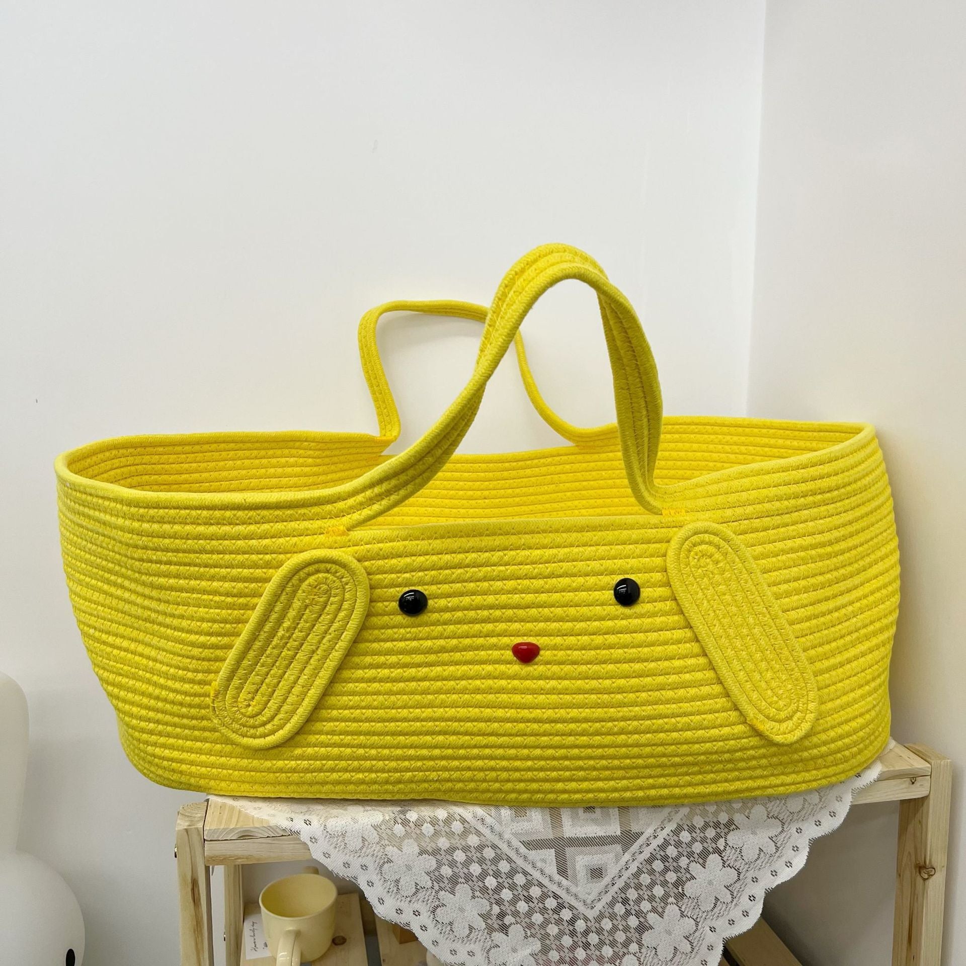 Navicella Cucciolo Gialla   Culla Portatile in Corda