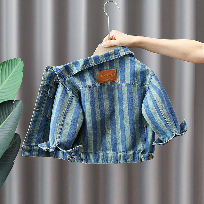 Giacca Bambino in Denim Rigato – "Urban Stripe"