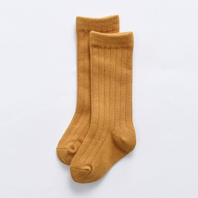 Calze lunghe in cotone a coste per bambini – Set colorato