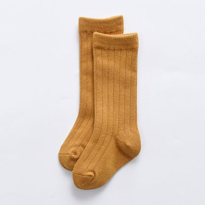 Calze lunghe in cotone a coste per bambini – Set colorato