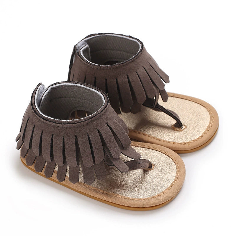 Sandali Neonata/Neonato con Frange – Morbidi, Antiscivolo, Estivi