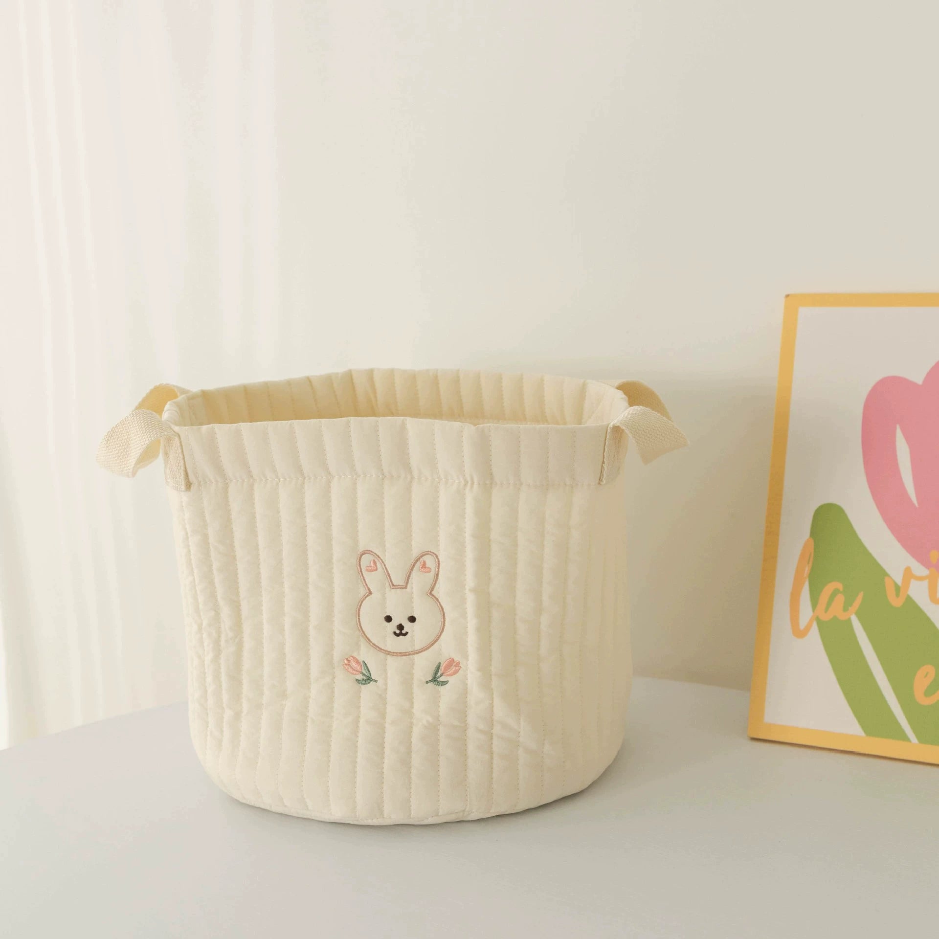 Cestino portaoggetti trapuntati per cameretta - Coniglietto