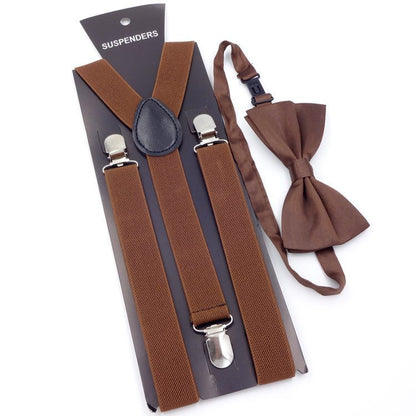 Set elegante bimbo con papillon e bretelle  regolabili