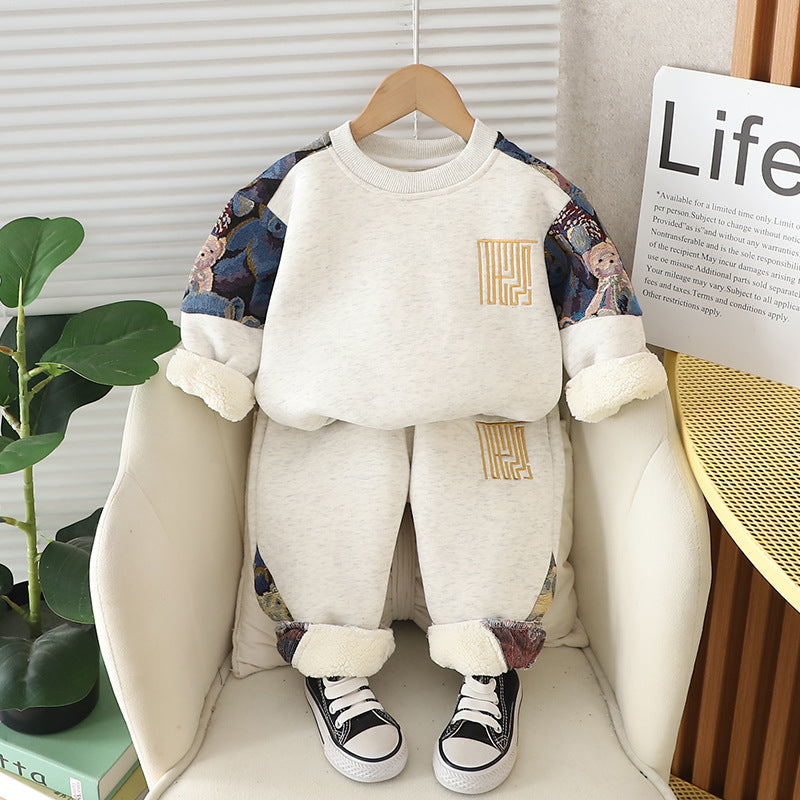 Completo Invernale Bambino con Dettagli Fantasia   Nero o Bianco