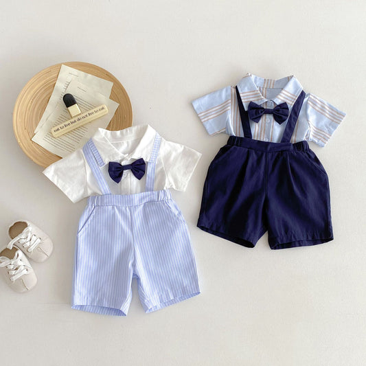 Completo estivo Elegante Bambino salopette e camicia