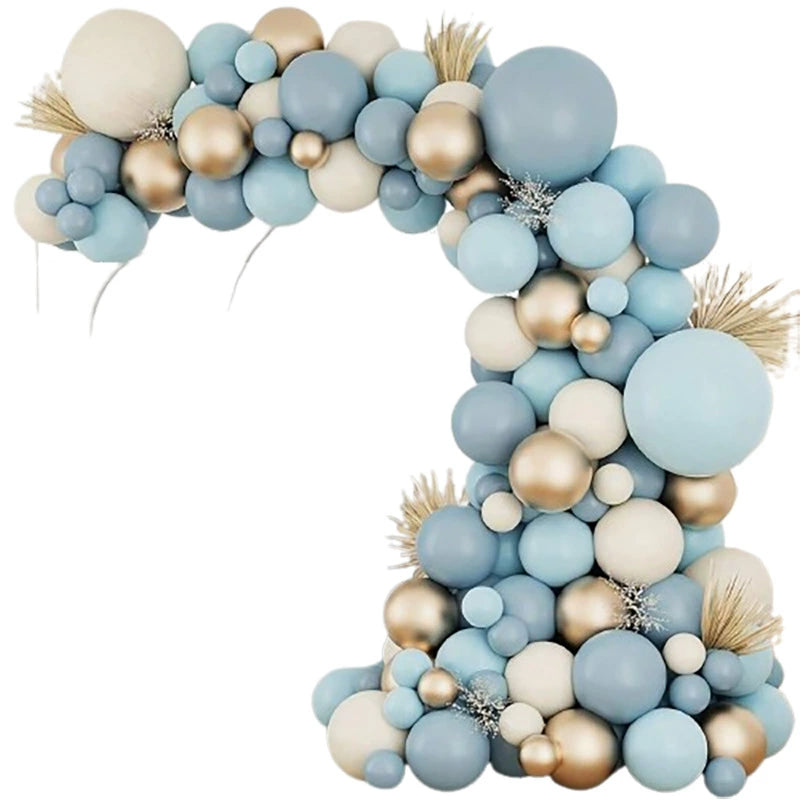 Arco Palloncini Baby Shower Azzurro e Oro – Kit Decorazione Completo 116 pezzi