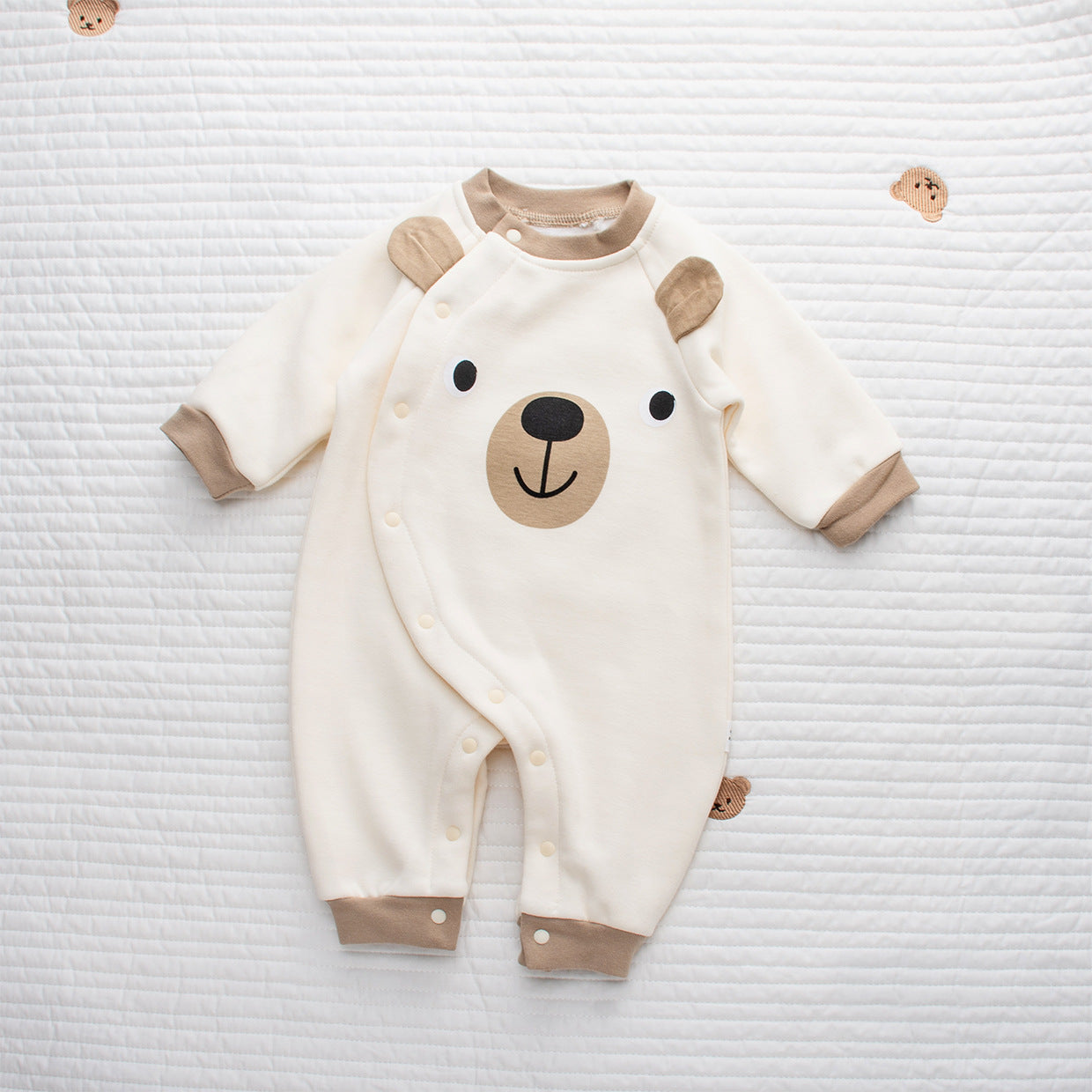 Tutina e cappellino invernale in pile Neutra Bimbo/ Bimba - Orsetto con Cappuccio