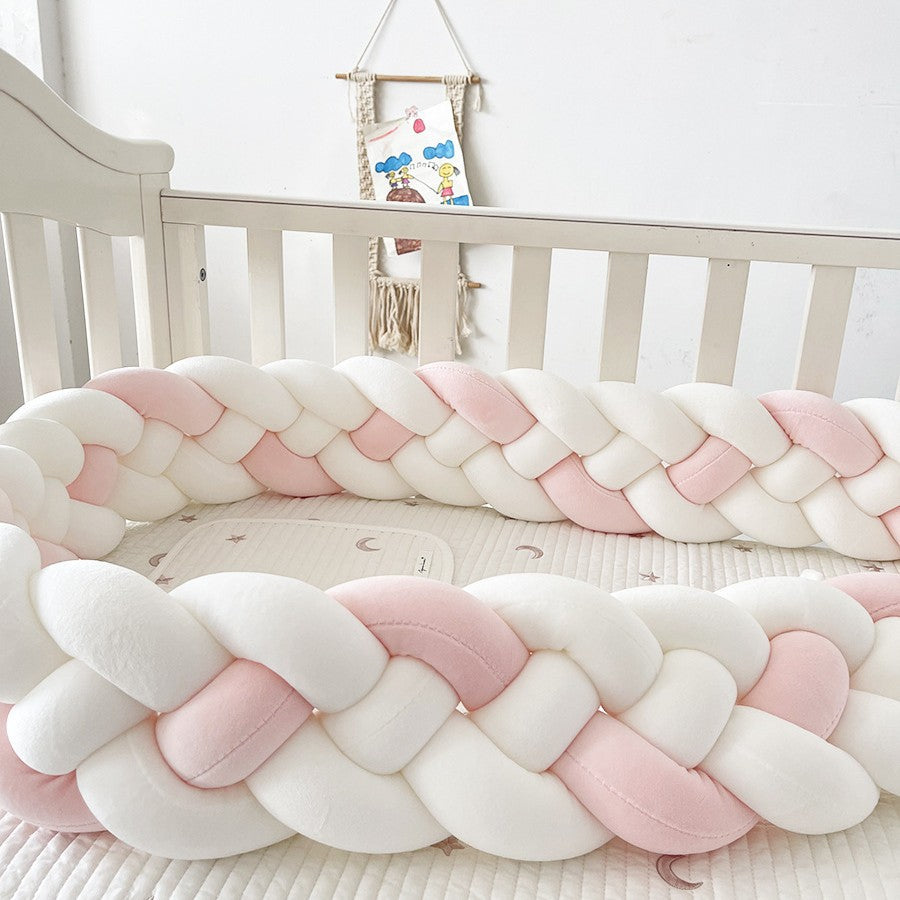 Treccia Paracolpi Neonato 4 Fili – Bianco e Rosa Cipria