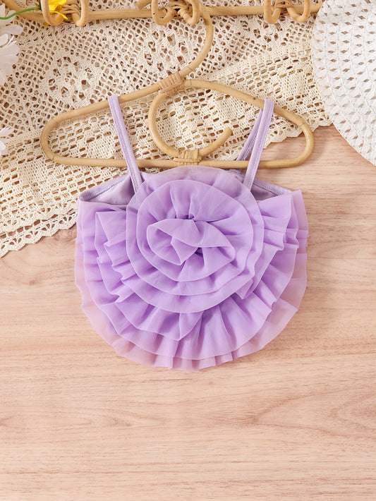 Top Bimba Estivo in Tulle    con Balze a Fiore